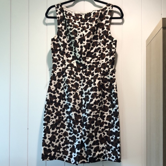AnnTaylor 100 silk animal print sheath fitted dress lined back zip 4 - Picture 6 of 8